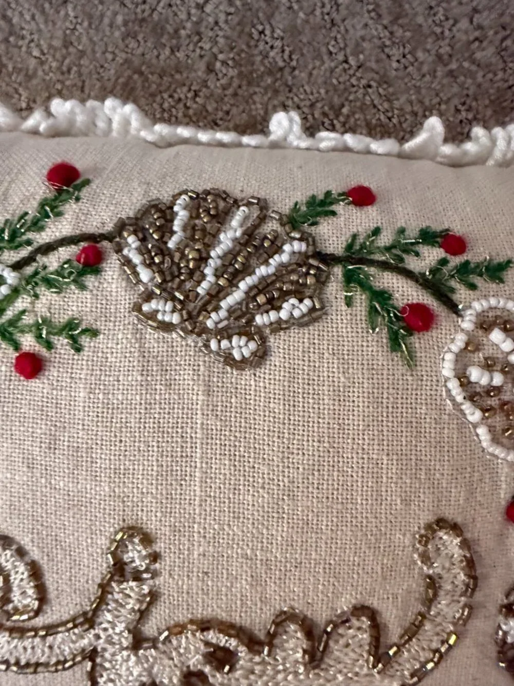 Mistletoe & Sailing Co Joy Beaded Coastal Christmas Pillow